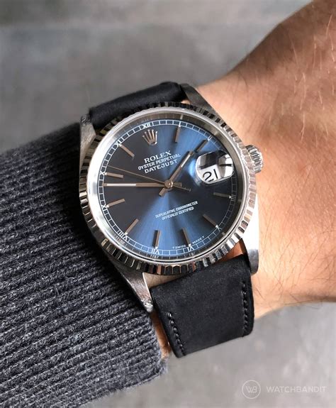 rolex black steel strap|Rolex datejust 36 leather strap.